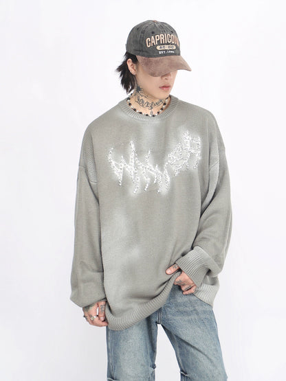 Hot Stamping Design Oversize Kint Sweater WN8716