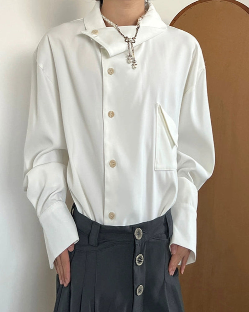 Unique Collar Long Sleeve Shirt WN19949