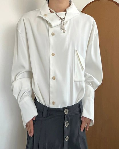 Unique Collar Long Sleeve Shirt WN19949