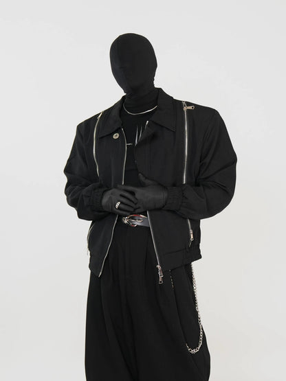 Multi-Zipper Design Shoulder-Pad Jacket WN17285