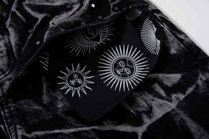 Multi-Print Wide Leg Denim Jeans WN23093