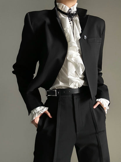 Shoulder Line Cropped Tailored Jacket WN19626