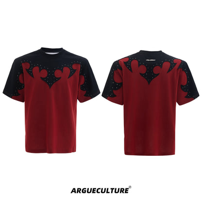 Patchwork Rhinestone Short Sleeve T-Shirt WN18350