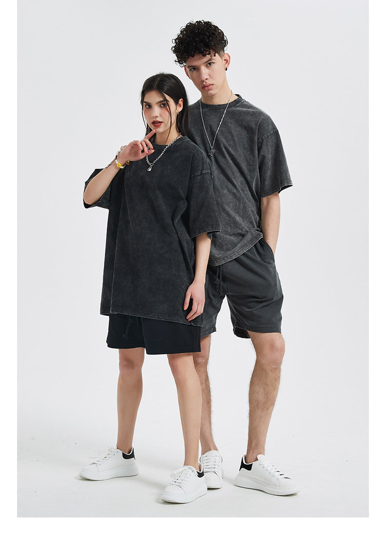 Vintage Dyed Oversize Short-sleeve T-shirt & Vintage Dyed Short Sweatpants Setup WN6631-K