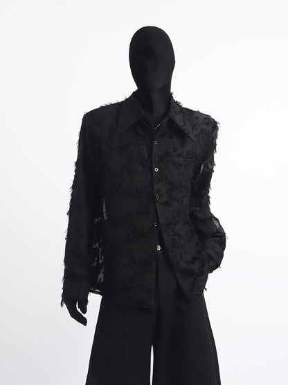 Fringe Texture Pocket Design Long Sleeve Shirt WN23722
