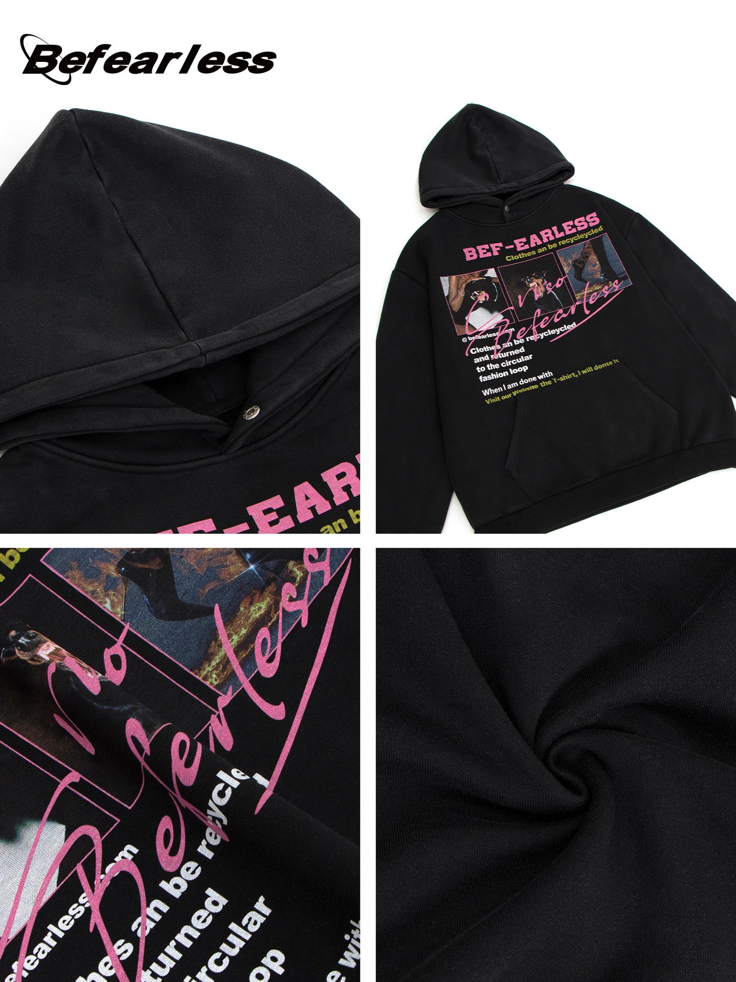 Photo Graphic Letter Print Hoodie WN23589