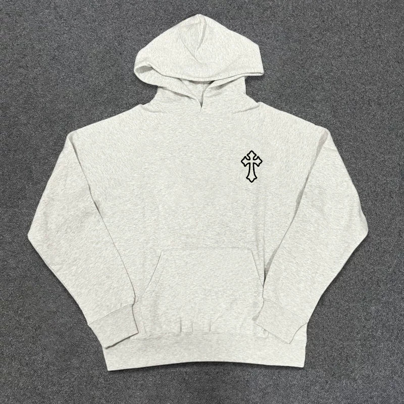Heavyweight Cross Design Oversize Pullover Hoodie WN16239