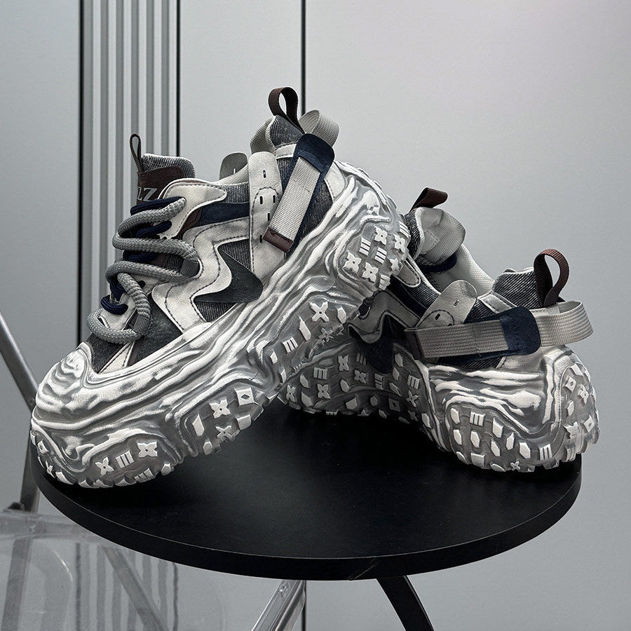 Strap Washed Platform Chunky Sole Sneaker WN24714
