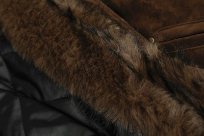 Hooded Fake Fur Collar Metal Buckle Jacket WN23092