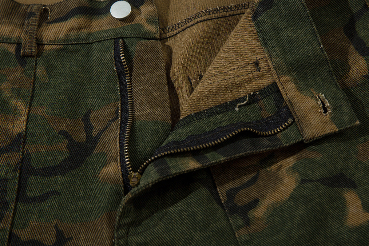 Camouflage Micro Flare Denim Jeans WN12694