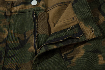 Camouflage Micro Flare Denim Jeans WN12694