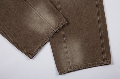 Washed Cargo Wide Leg Denim Jeans WN25392