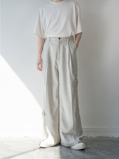 Flower Design Draped Wide Leg Trousers WN23847