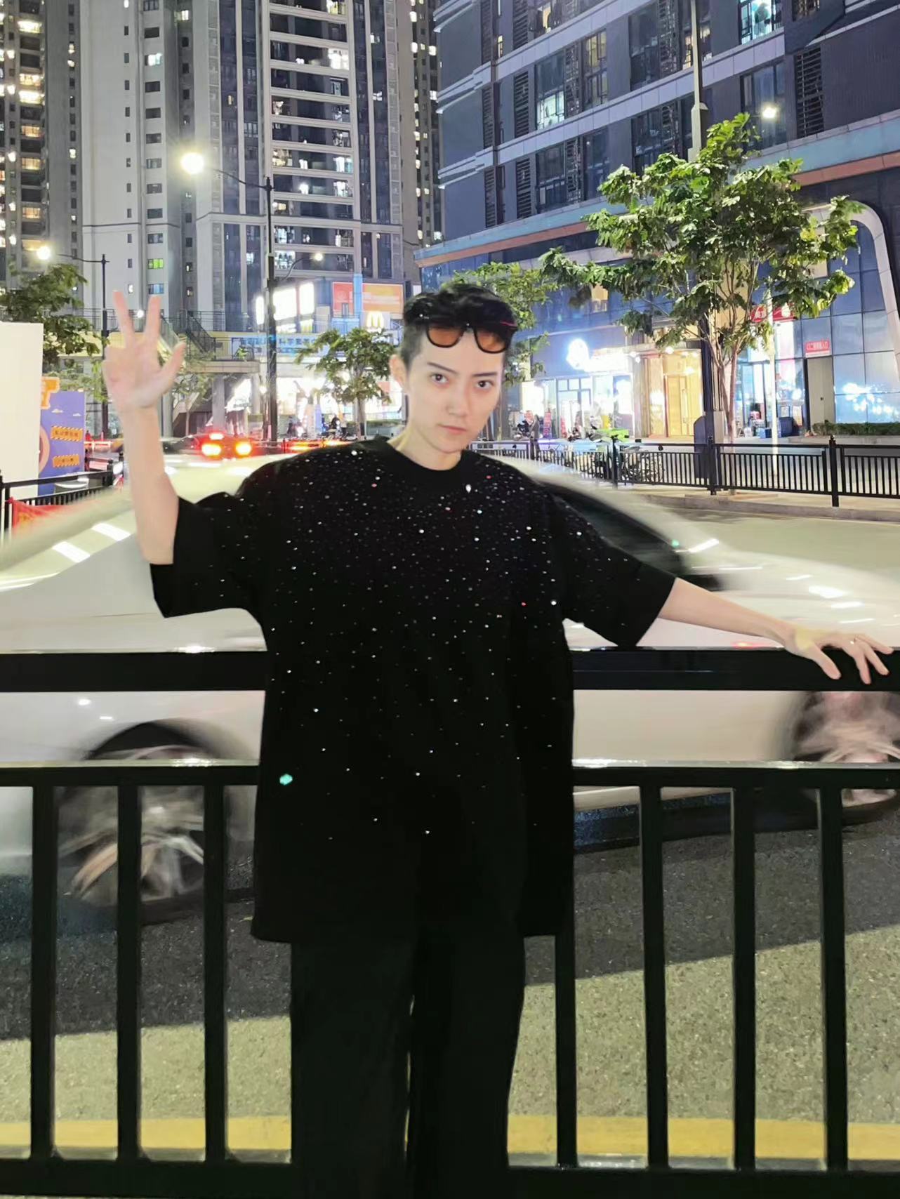 Rhinestone Star Heavyweight Oversize Short Sleeve T-Shirt WN20713