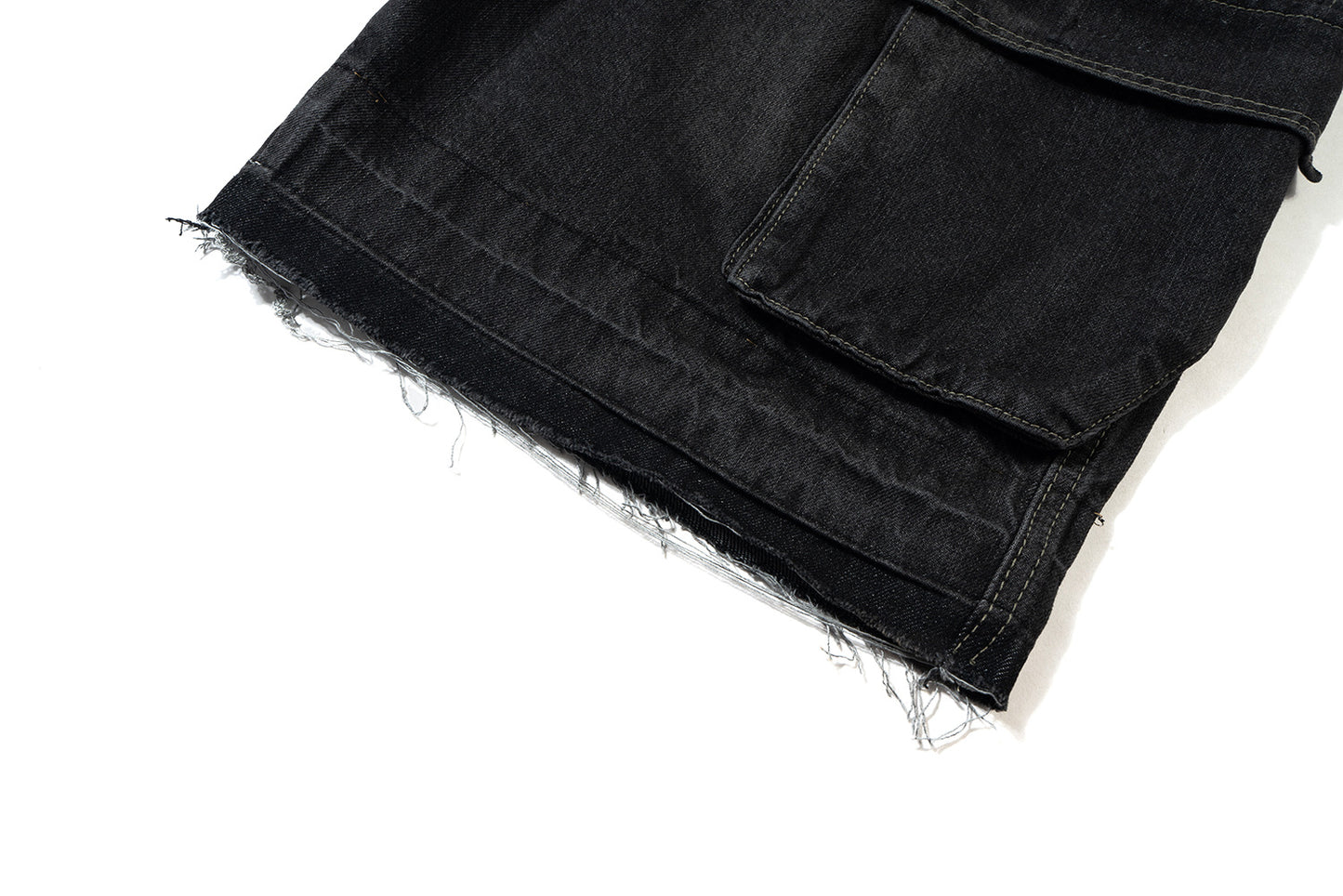 Drawstring Cargo Damage Denim Half Jeans WN25525