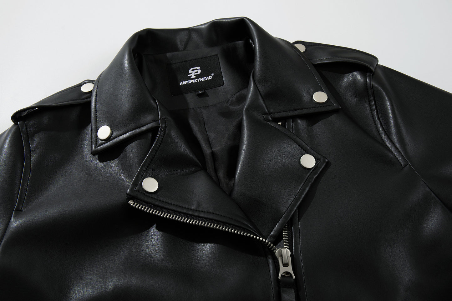 Zip-Up Belted Metal Buckle PU Leather Jacket WN23082