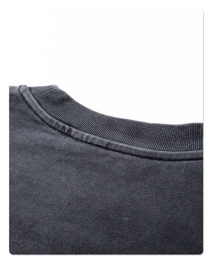 Washed Fake Layered Round Neck Long Sleeve T-Shirt WN7801