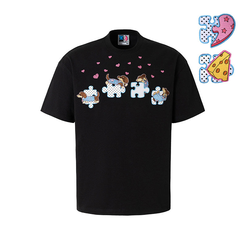 Puzzle Detachable Print Short Sleeve T-Shirt WN23230