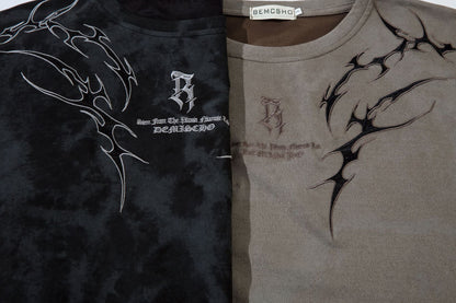 Washed Thorn Print Short Sleeve T-Shirt WN25543