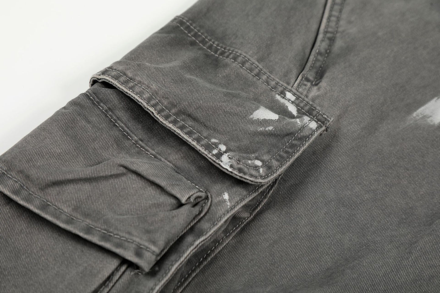 Damage Dirty Wide Leg Curved Cargo Pants WN25866