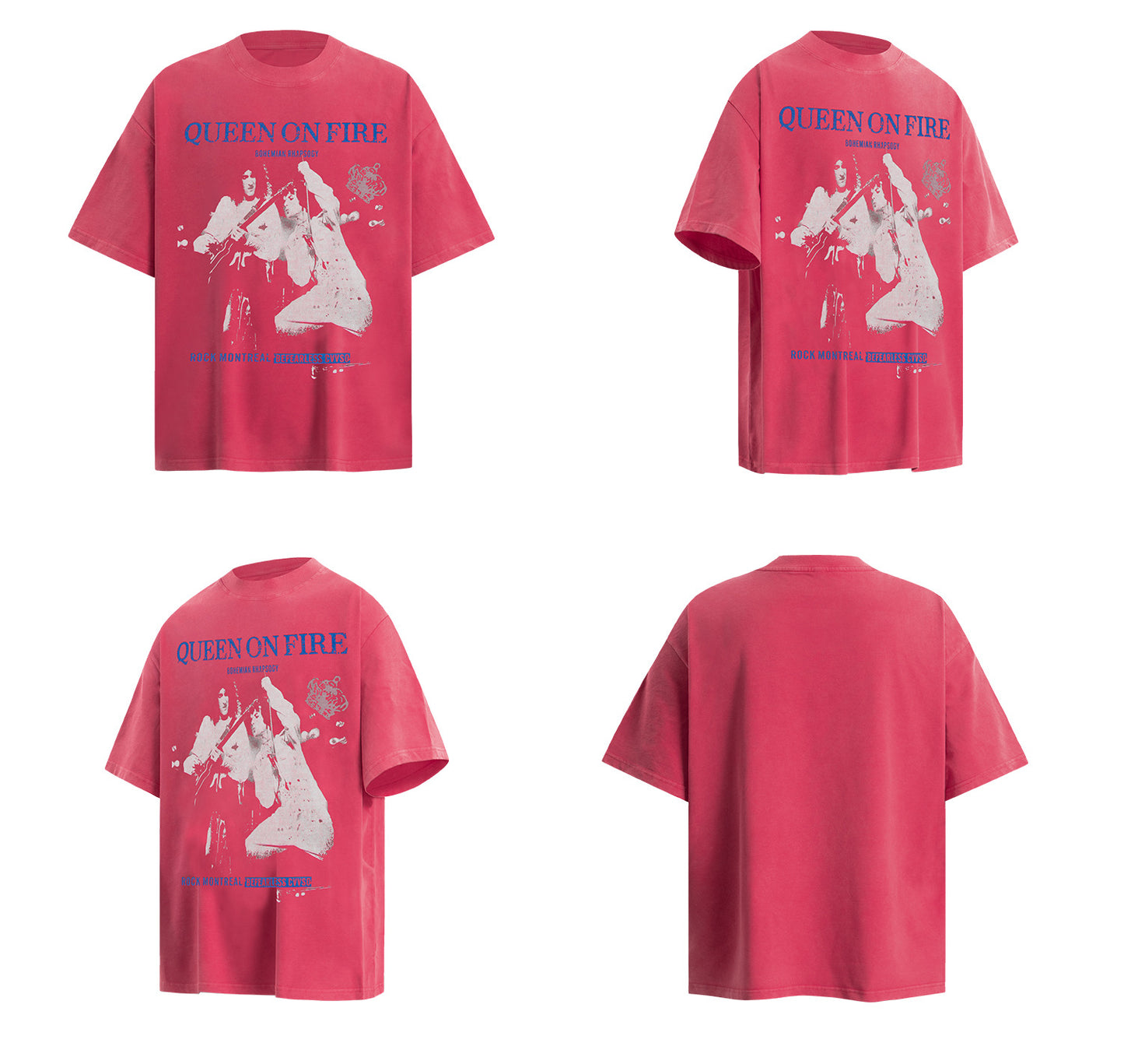 Washed Band Print Oversize Short Sleeve T-Shirt WN26403