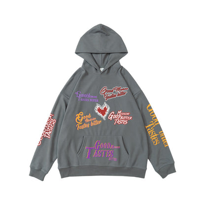 Allover Heart Print Heavyweight Hoodie WN12599