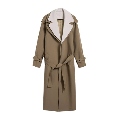 Colorblock Double Layer Long Coat WN21603