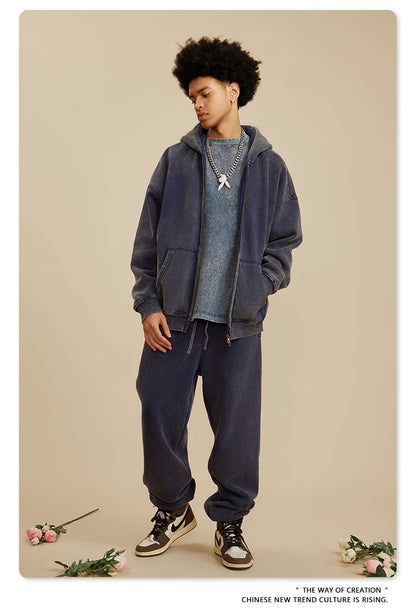 Oversize Washed Zipper Hoodie WN6461