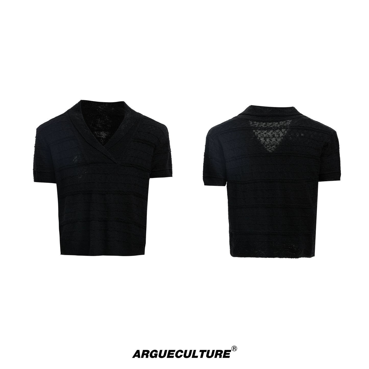 Embroidery V-Neck Short Sleeve Summer Knit T-shirt WN18369