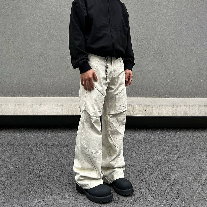 Marble Pattern Wide Leg Pants WN19543