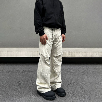 Marble Pattern Wide Leg Pants WN19543