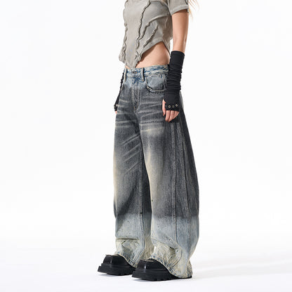 Paint Print Wide Leg Denim Jeans WN23101
