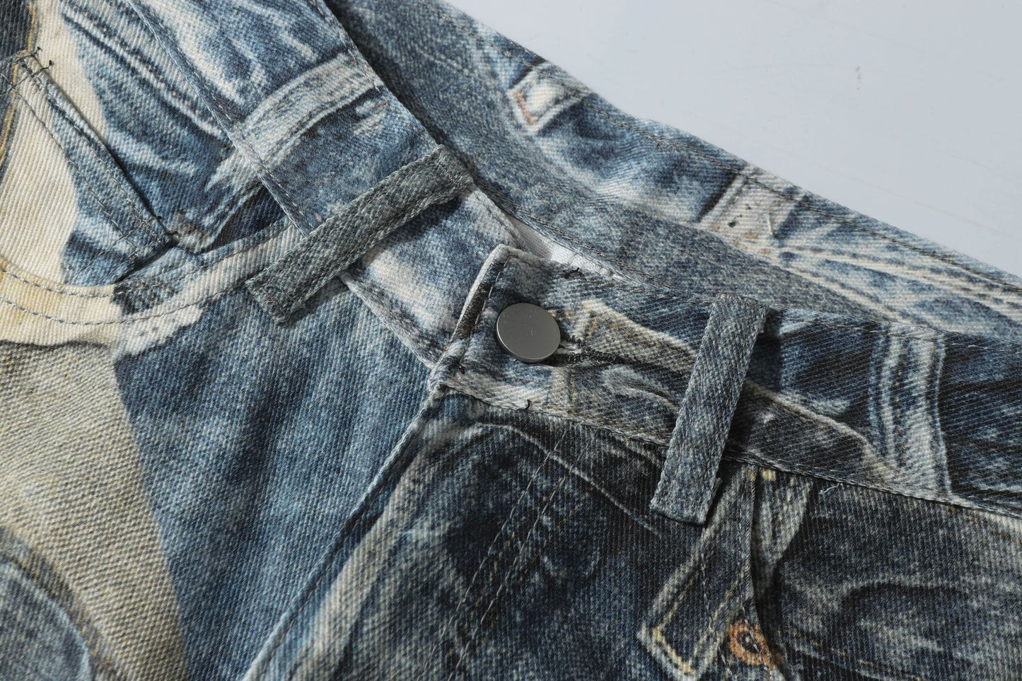 3D Graffiti Print Washed Wide Leg Denim Jeans WN18595