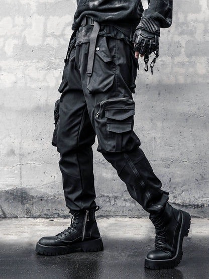Tactical Multi-Pocket Zipper Wide Leg Cargo Pants WN22428