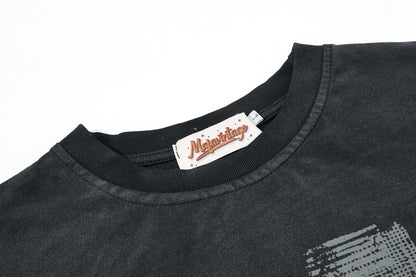 Star Applique Embroidery Washed Short Sleeve T-Shirt WN25651