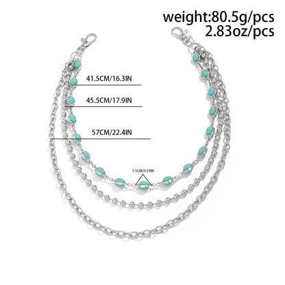 Turquoise Beads Metal Pants Chain WN21069