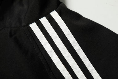 Stripe Zipper Jacket & Stripe Wide Leg Pants Setup WN28059