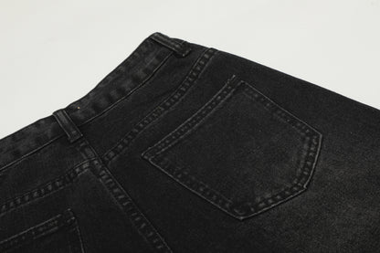 Washed Studs Detail Wide Leg Denim Jeans WN25403