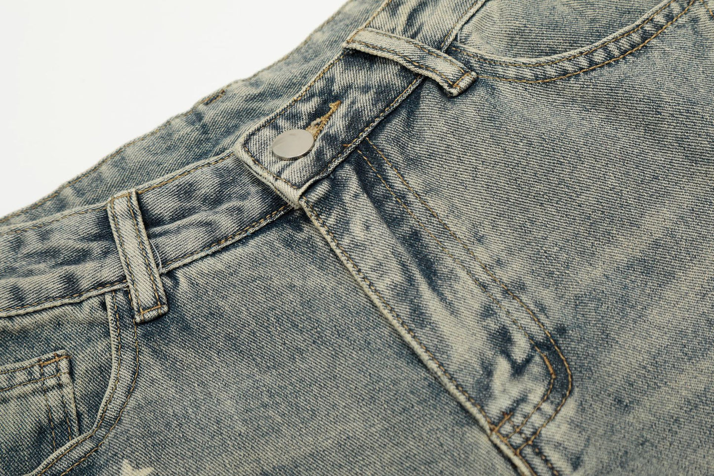 Star Print Curved Denim Jeans WN25482
