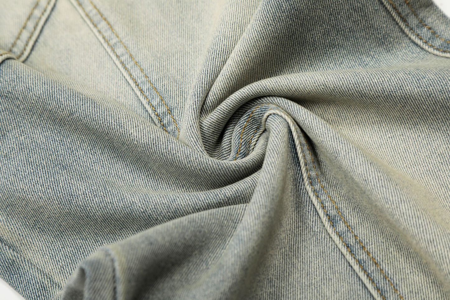 Washed Damage Panel Curved Denim Jeans WN25530