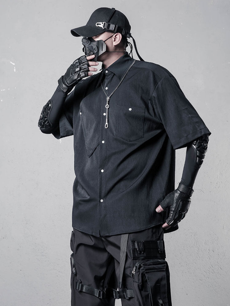 Asymmetric Deconstruct Short Sleeve Shirt WN22501