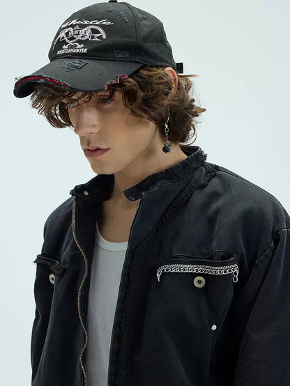 Washed Damage Embroidery Cap WN9088