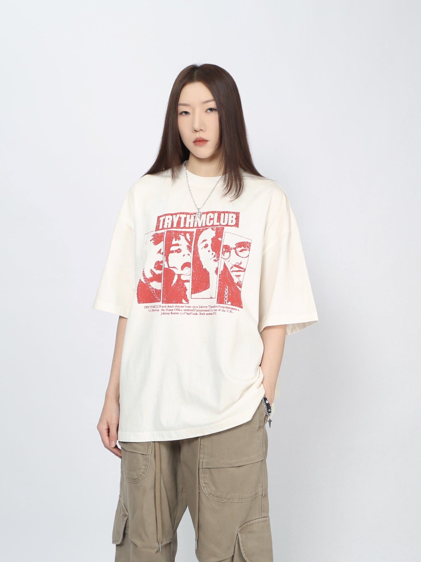 Washed Graphic Print Oversize Short Sleeve T-Shirt WN24434