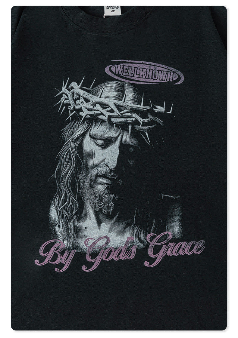 Water Washed Wax Print Long Sleeve T-Shirt WN7885