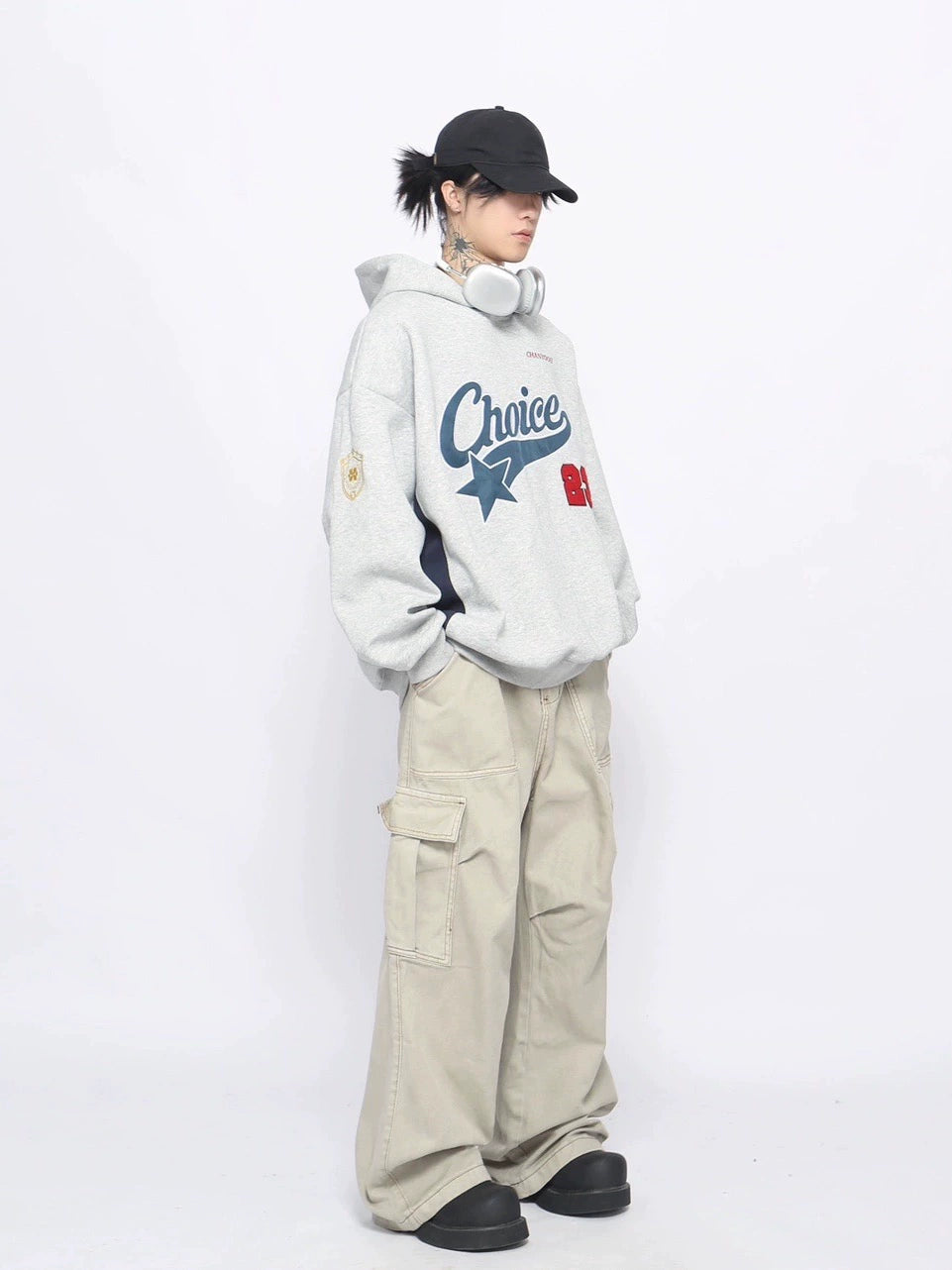 Oversize Print Hoodie WN8752