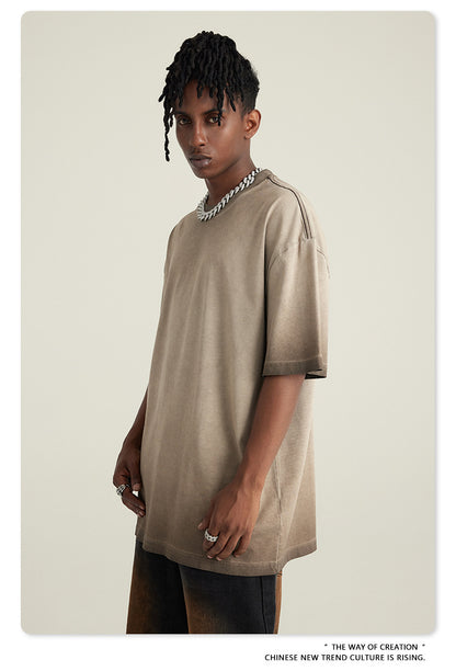 Washed Gradient Pure Cotton Sleeveless T-Shirt WN6075