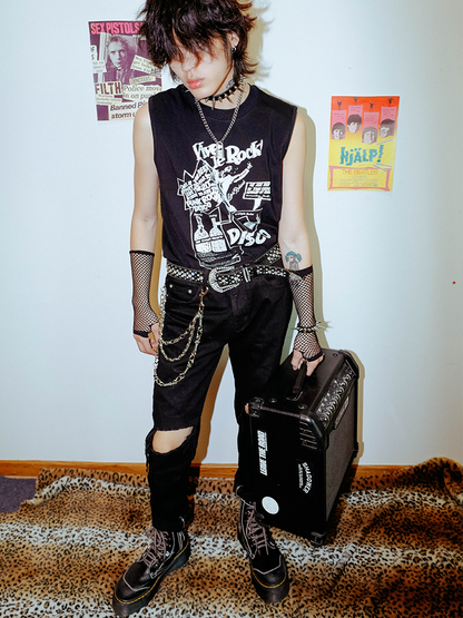 Graphic Print Sleeveless T-Shirt WN16066