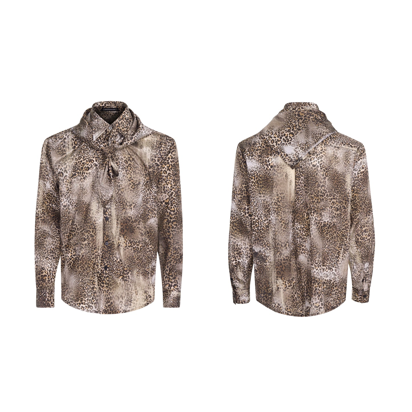 Leopard Print Shoulder-Pad Long Sleeve Shirt WN20942