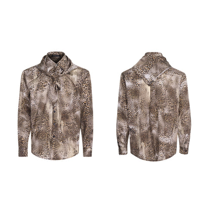 Leopard Print Shoulder-Pad Long Sleeve Shirt WN20942