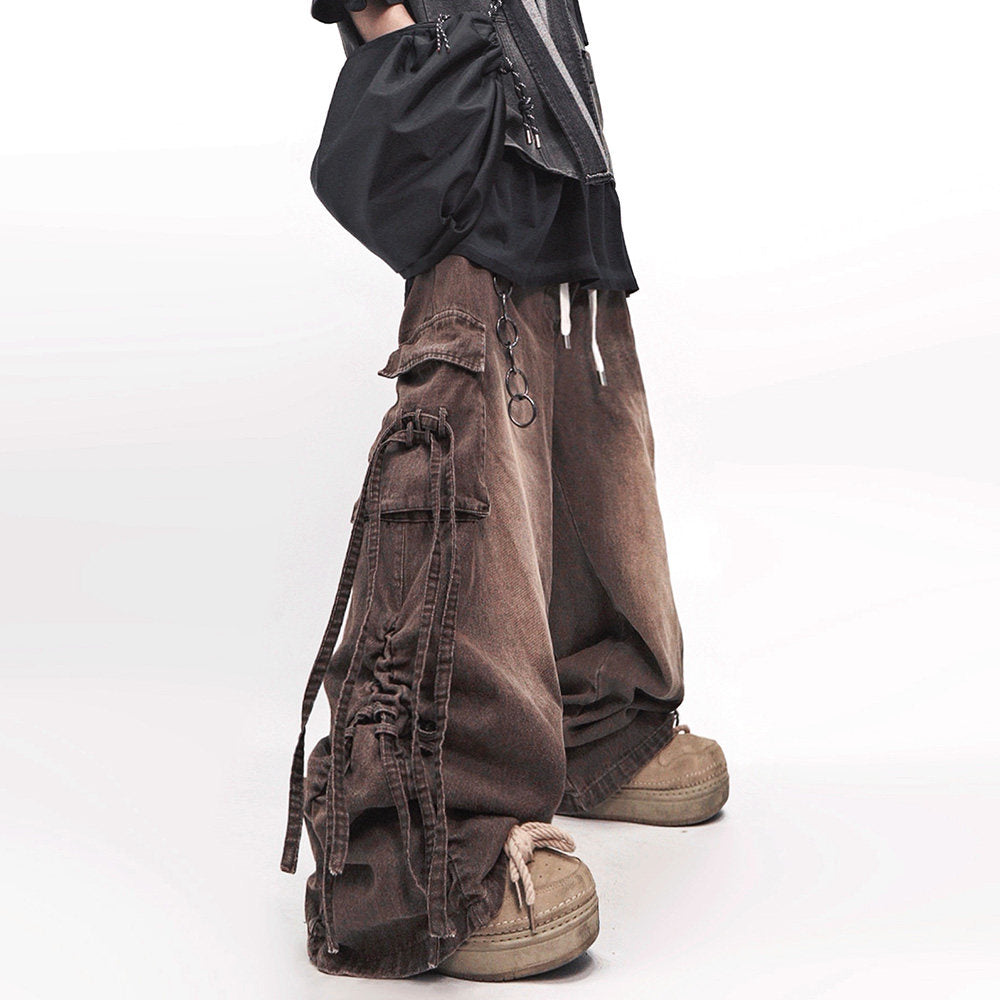 Multi Pocket Flare Cargo Denim Jeans WN23976